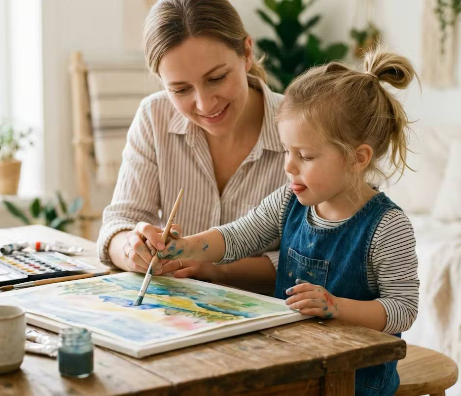 Mother and child painting